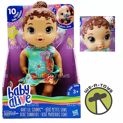 Baby Alive Baby Lil Sounds: Interactive Brown Hair Baby Doll With Pacifier NRFB • $27.96