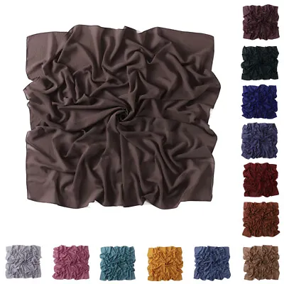 Women Chiffon Square Scarf Hijab Shawls Muslim Turban Wrap Headscarf Solid Color • $7.21