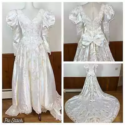 Stunning Vintage 90s Mori Lee Heavily Beaded Wedding Gown! • $99