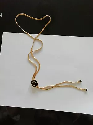 £17.50 • Buy Vintage Crown Trifari Gold Tone Black Enamel Bolo Lariat Necklace SIGNED 36  