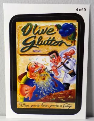 2013 Wacky Packages ANS11 Series 11 Rude Food Menu #4 Olive Glutton • $1.44