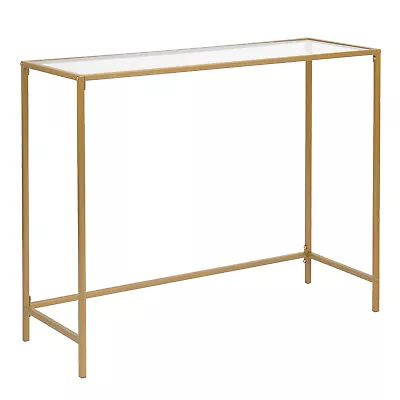 39.4 Inches Console Table Tempered Glass Sofa Table Modern Metal Entryway Table • $52.99