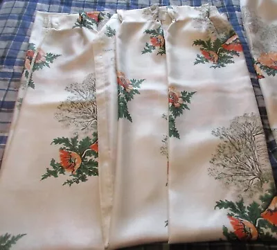 3 Panels Vintage Fiberglass MCM Pinch Pleat Curtains Drapes 60s 70's - 73L • $55