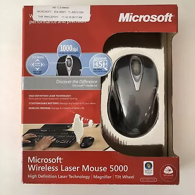 Microsoft Wireless Laser Mouse 5000 Model 1058 W/ USB Receiver Model 1053 Works • $29.95