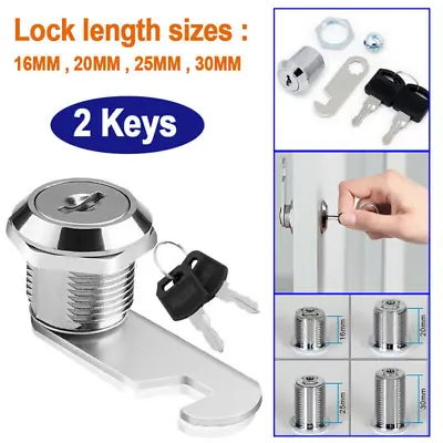 Cam Lock For Door Locker Cabinet Mailbox Drawer Cupboard 16mm 20mm 25mm 30mm UK • £2.95