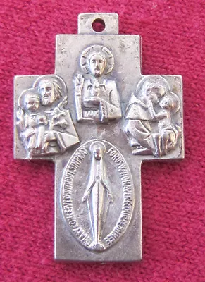 Vintage Catholic Religious Holy Medal - SCAPULAR CROSS - Miraculous / ITALY • $19.99
