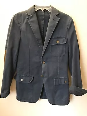 $30 • Buy Gant Navy Blue Rugger The Cordster Jacket W/Brown Elbow Patches Size 36/46- Used