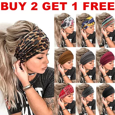 £1.69 • Buy Women Yoga Wide Headband Ladies Elastic Fold Hair Band Sports Turban Head Wrap