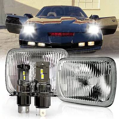 7X6 Glass Lens Headlight Sealed Beam Conversion Kit To H4/9003 Size + LED Bulbs • $79.99