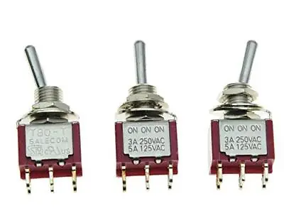 SALECOM 3X DPDT 6 Pin 3 Position ON/ON/ON Guitar Mini Toggle Switch Car/Boat ... • $10.68