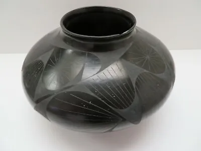  BLACK Negro Oaxacan Diamond Pattern Pottery Pot • $42