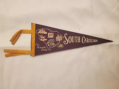 Vintage Souvenir Felt Pennant South Carolina SC The Palmetto State Purple 12'' • $14.99