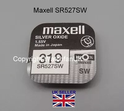 SR527SW 319 Made In Japan Battery Maxell Silver Oxide • £3.50