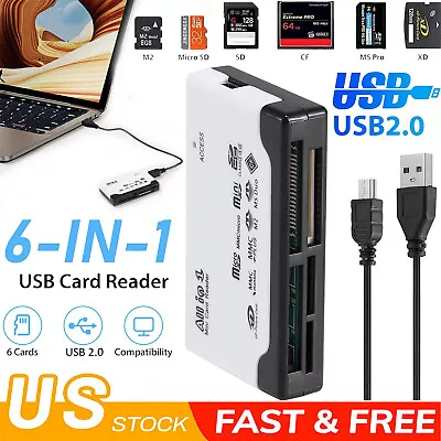 Memory Card Reader Multifunction 6-IN-1 USB 2.0 High Speed For CF XD SD MS Card • $7.05