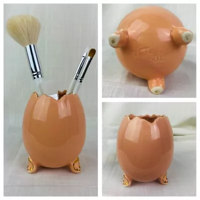 Rare Signed A Faberge Original 3 Footed Pink Egg Vase Planter Gold Trim Barbie • $47.93