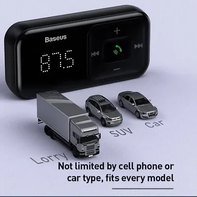 Baseus Bluetooth FM Transmitter Handsfree USB Charger Car Kit Radio Adapter • £15.39