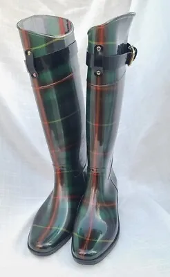 $22.50 • Buy Polo Ralph Lauren Boots Womens Size 7B Rossalyn II Tartan Plaid Tall Rain Shoes