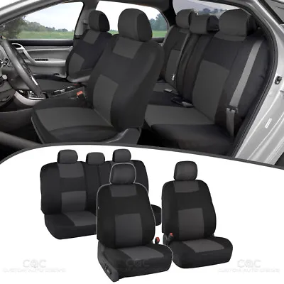 $25.59 • Buy Car Seat Covers For Auto Sedan SUV Charcoal Gray Split Bench Option 5 Headrests