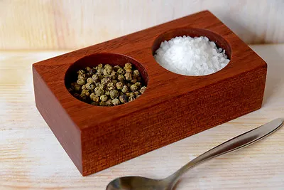 Eco-friendly Salt & Pepper Pinch Pots Salt Cellar Handmade From Sapele Hardwood • £16.99