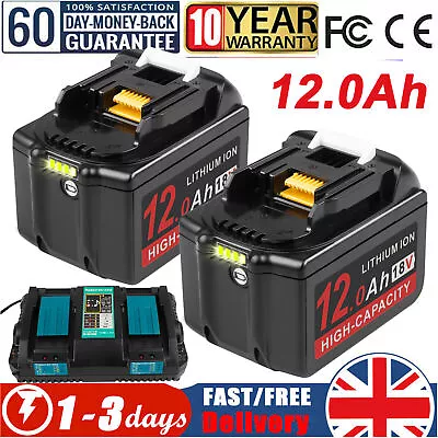 For Makita 18V Battery 6.0Ah 12.0Ah BL1830 BL1850 BL1860 With LED Indicator New • £18.99