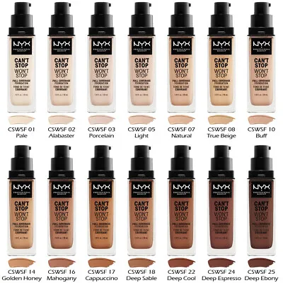 1 NYX Can't Stop Won't Stop Full Coverage Foundation  Pick Your 1 Color  Joy's • £15