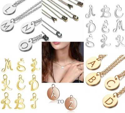 £3.49 • Buy Initial Pendant Necklace Alphabet Chain Letter Gift Girls Womens Jewellery Charm