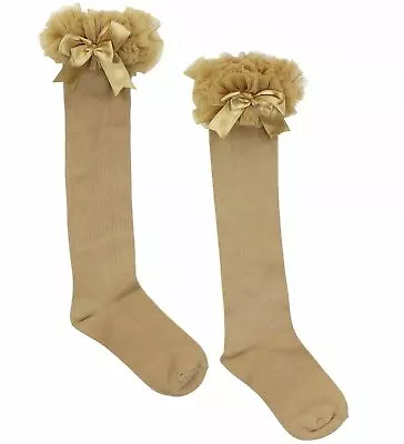 Designer Couche Tot Girls Spanish Long Camel Tutu Frilly Socks • £6