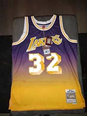 Magic Johnson LA Lakers Mitchell And Ness 1984 Purple Fadeaway Jersey Size Large • $74.98