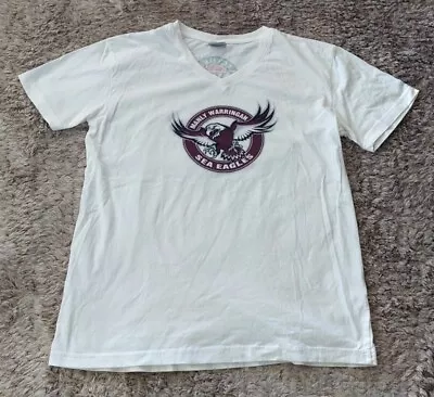 MANLY SEA EAGLES NRL Tee T Shirt Large Mens Excellent Condition #002 • $14.99