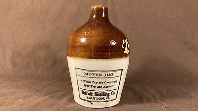 Antique Miniature Detrick Distilling Dayton Ohio Stoneware Whiskey Sample Jug • $95