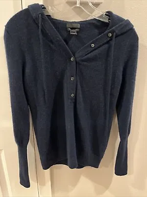 J.Crew 100% Cashmere Henley Style Hoodie Sweater Pullover Women's Small Damaged • $39.99