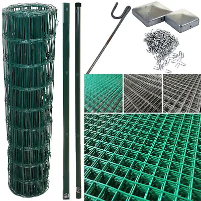 £4.99 • Buy Pvc Coated Wire Mesh Fencing Wire Galvanised Garden Nail Metal Fence Posts Rolls
