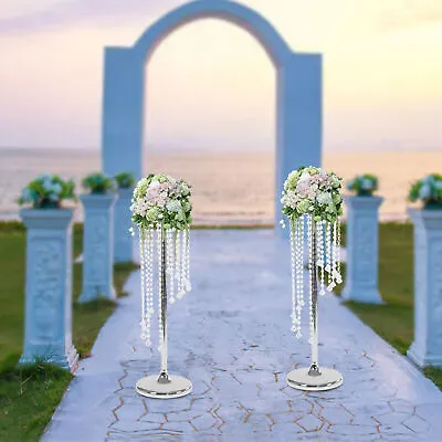 2×Wedding Centerpieces Vases Tall Crystal Flower Vase Stand Decorative Holder • $35.15