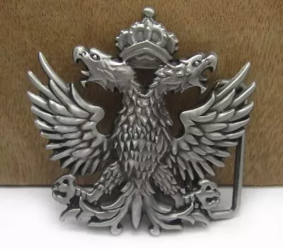 Double Headed Eagle Crest Royal Crown Metal Belt Buckle Orthodox Biker • £13.95