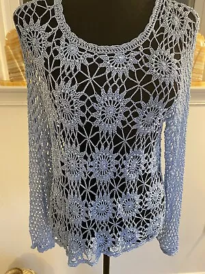 Ladies Vintage Crochet Beaded Top M • $23.99