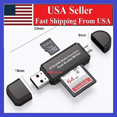 Micro USB OTG To USB 2.0 Adapter SD/Micro SD Card Reader With Standard USB Male • $2.77