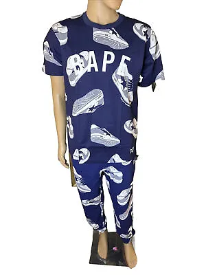 A Bathing Ape Random Bape Sta Tee Sweatpants Sweatsuit Navy Large $420 Retail • $435.16