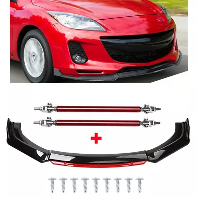 $79.99 • Buy Glossy Painted&Red For Mazda 3 Sedan Hatchback Front Bumper Lip Spoiler Splitter