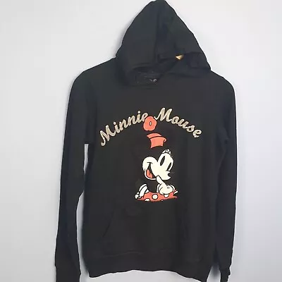 Disney Minnie Mouse Hoodie Women's Medium Black Hooded Sweatshirt Jumper • £4