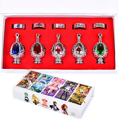 Anime Cosplay Puella Magi Madoka Magica Soul Gem 5 Necklace + 5 Rings Set In Box • $22.99