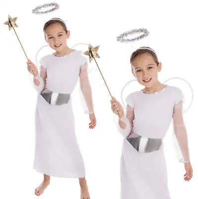 Kids Child Angel Costume Christmas Nativity Gabriel Girls Fancy Dress Outfit • £9.99