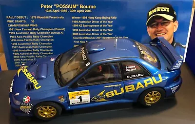 1:18 AutoArt Possum Bourne Subaru Impreza WRC '99 Saxon Safari Rally • $358.82