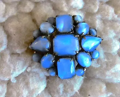 Vintage Unsigned Turquoise Stones Silver Tone Pin Brooch • $7.49