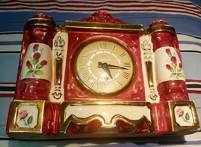 Lanshire Mantle Clock Model SP-3 Ceramic Self Starting Purple Vintage  • $39.99