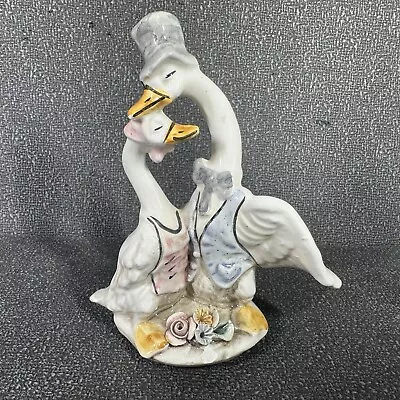Vintage Capodimonte Swan Goose Duck Figurine Pair Bride Groom Wedding • $10