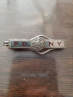 Vintage NY New York Fire Dept Uniform Tie Bar Wallace & Co 2-3/8  • $15