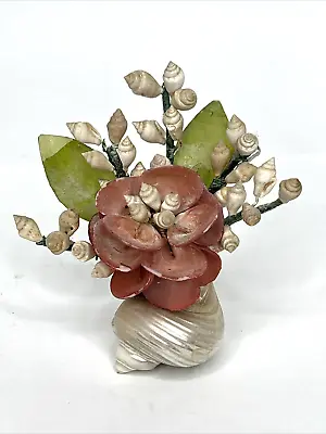 Vintage Seashell Flower Arrangement Sculpture 4  Hand Made Shell Art Figurine • $14