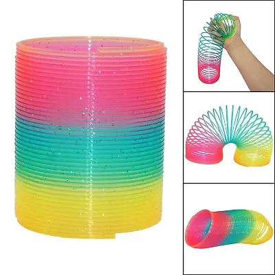 Rainbow Glitter Magic Spring Kids Toys 6.5cm Stretchy Bouncing Stocking Fillers • £4.99