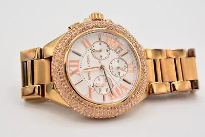 Michael Kors Camille MK5636 Wrist Watch Women Rose Gold Rhinestone Small Size • $135.99
