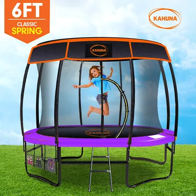 6ft Trampoline Free Safety Net Spring Pad Roof Cover Mat Ladder Basketball Set • $549